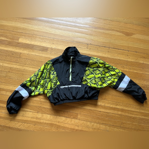 Jackets & Blazers - 80’s 90’s vintage snakeskin nylon track suit jacked cropped windbreaker neon